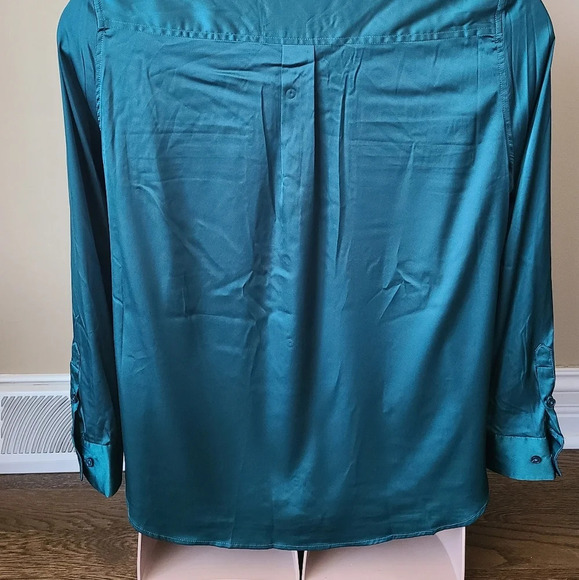 Equipment Polyester blouse women's sz.XXL green  button up breast pockets - Picture 4 of 16